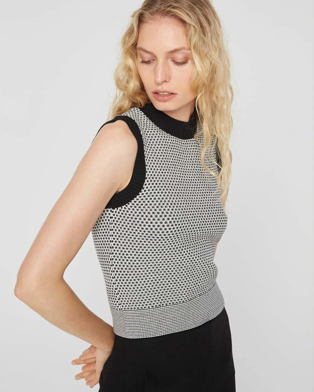 Best reviews of ๐ Club Monaco ๐ฉ Women Textured Mock Shell Black Multi โญ - Image 3