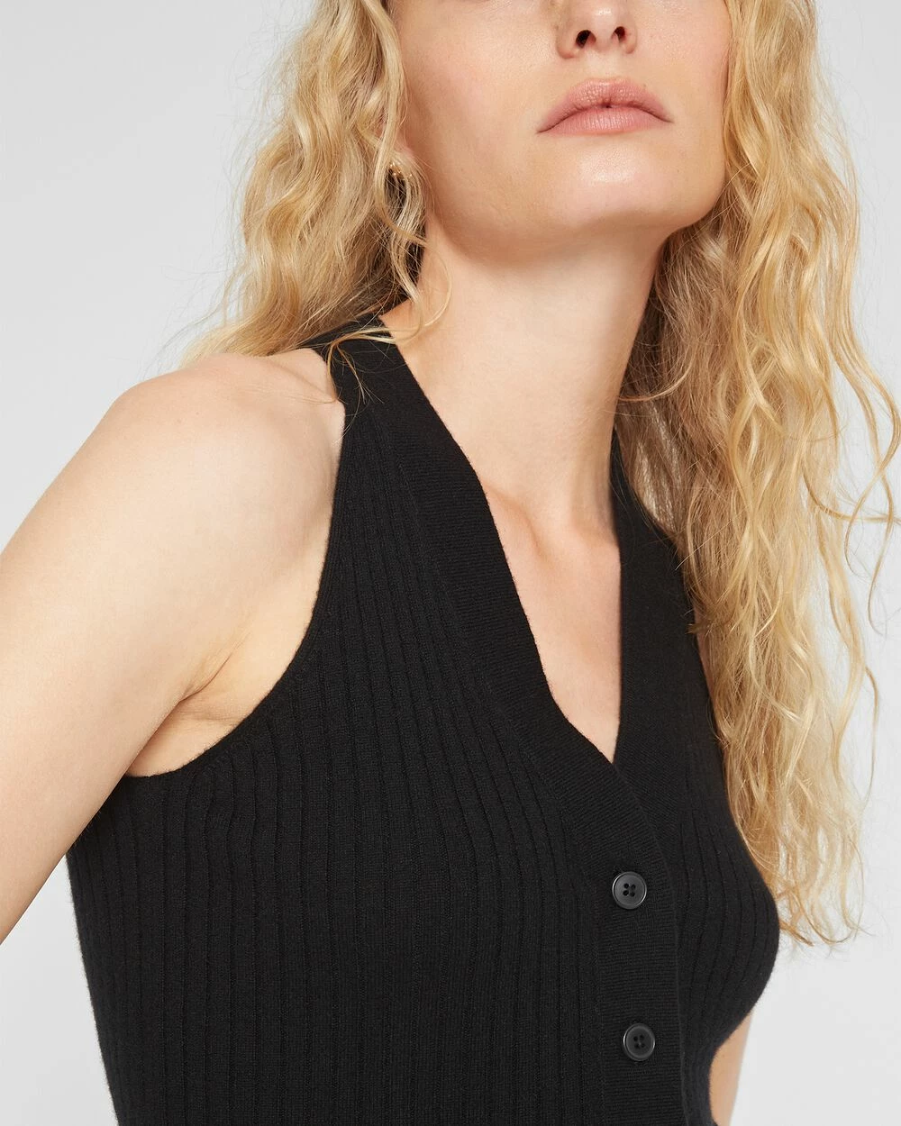 Best deal ๐ฏ Club Monaco ๐ฉ Women Cashmere Ribbed Waistcoat Black โญ - Image 3