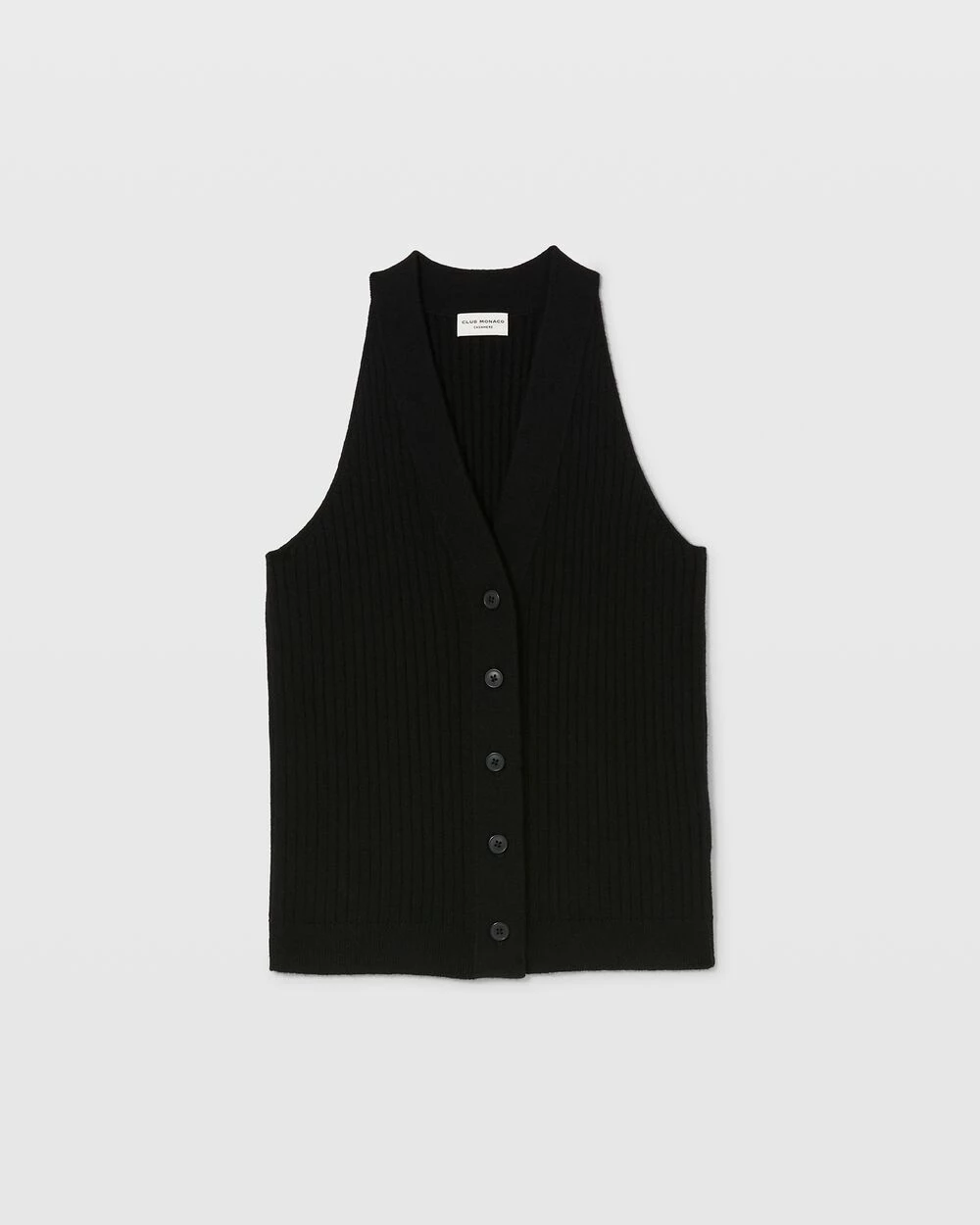 Best deal ๐ฏ Club Monaco ๐ฉ Women Cashmere Ribbed Waistcoat Black โญ - Image 5