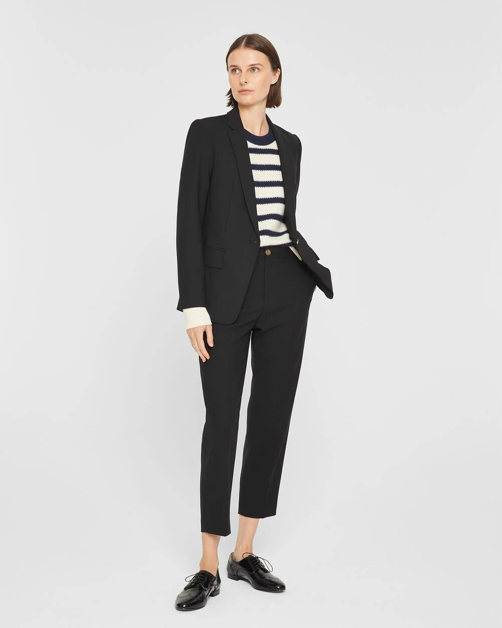 Best Sale ๐ฅฐ Club Monaco ๐ฉ Women Striped Cashmere Honeycomb Crew Navy Stripe ๐ - Image 4