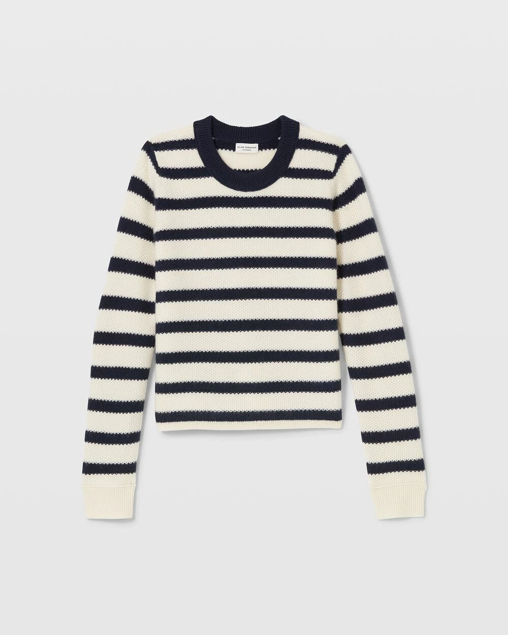 Best Sale ๐ฅฐ Club Monaco ๐ฉ Women Striped Cashmere Honeycomb Crew Navy Stripe ๐ - Image 5