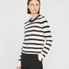 Best Sale 🥰 Club Monaco 👩 Women Striped Cashmere Honeycomb Crew Navy Stripe 🎁