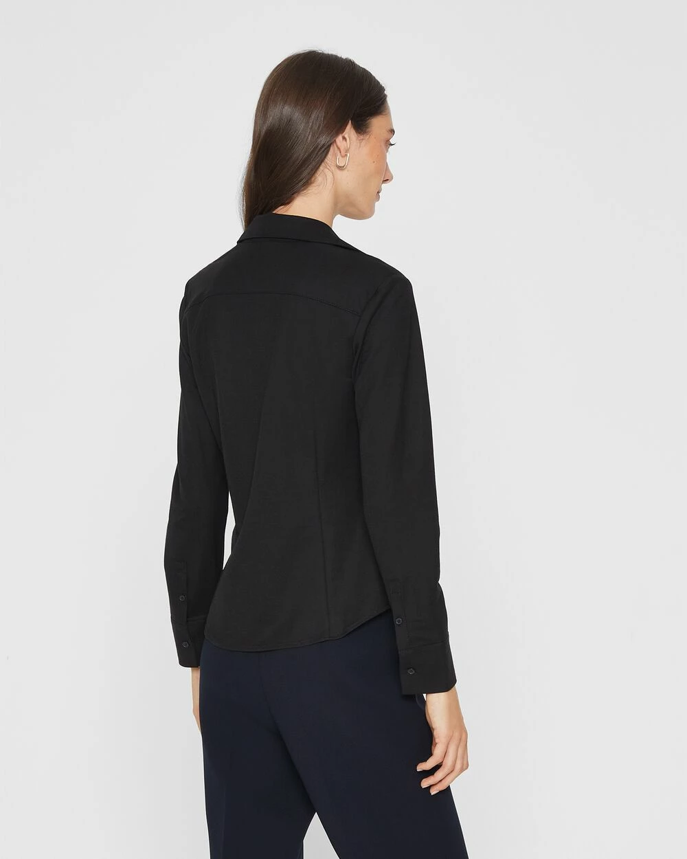 Promo π Club Monaco π© Women Knit Slim Button-Down π Shirt Black π - Image 2