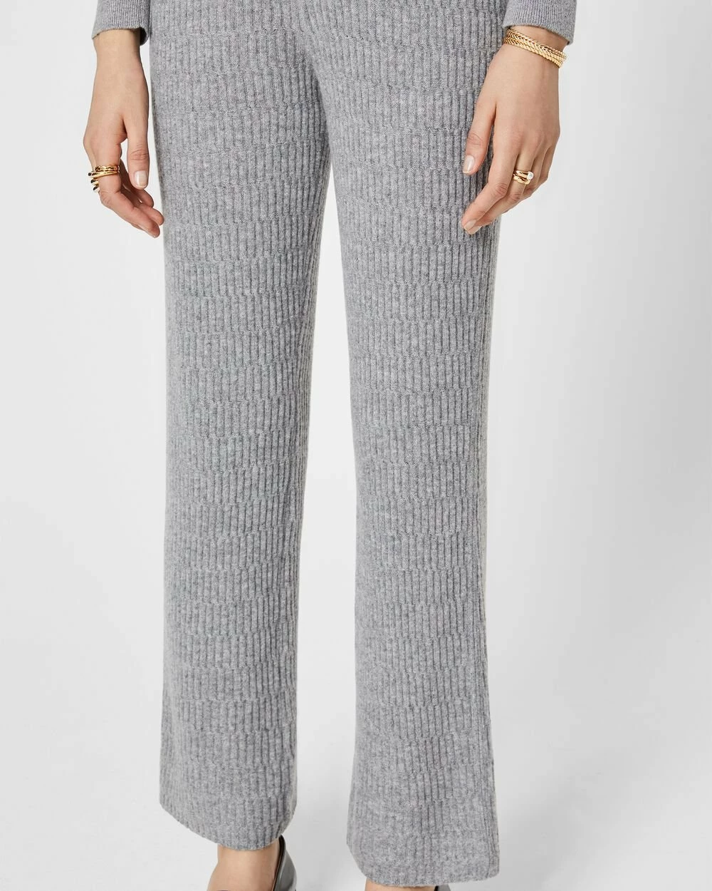 Top 10 ๐ Club Monaco ๐ฉ Women Cashmere Ribbed Pants Medium Heather Grey ๐ฅฐ - Image 3