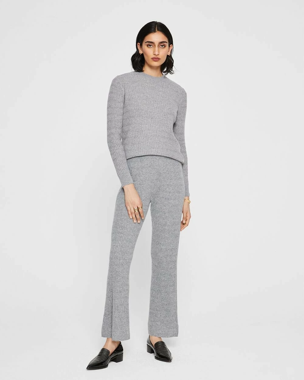 Top 10 ๐ Club Monaco ๐ฉ Women Cashmere Ribbed Pants Medium Heather Grey ๐ฅฐ