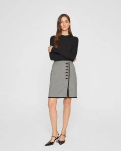 Top 10 βοΈ Club Monaco π© Women Houndstooth Button Detail Pencil π Skirt Multi π