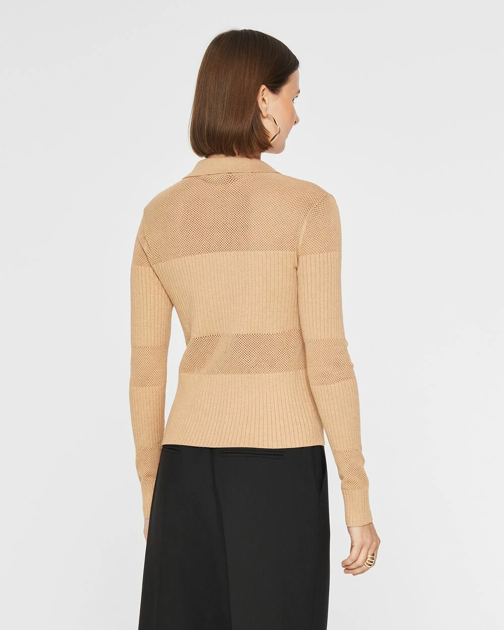 Deals ๐ Club Monaco ๐ฉ Women Mix Stitch Johnny Collar Sweater Dune ๐ - Image 2