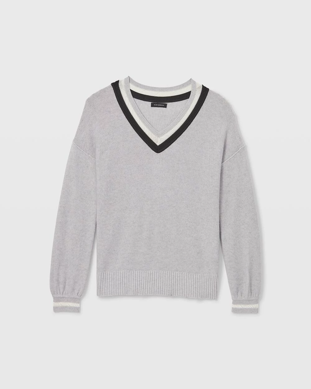 Hot Sale ๐ Club Monaco ๐ฉ Women Oversized V-Neck Sweater Light Heather Grey ๐ - Image 4