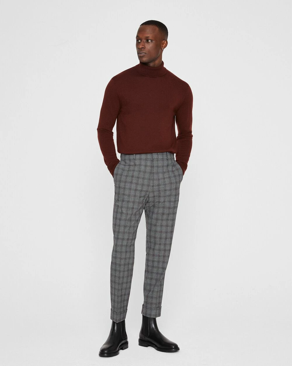 Best deal ๐ฏ Club Monaco Men Drainpipe Glen Plaid Pants Black Plaid ๐คฉ - Image 4