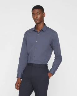 Coupon 🔔 Club Monaco Men Stretch Poplin 👗 Dress 👕 Shirt Blue 😍