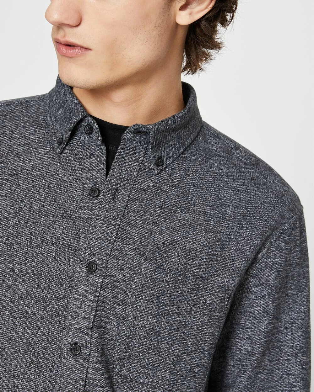 Deals ๐ Club Monaco Men Long Sleeve Slim Jaspรฉ ๐ Shirt Black ๐ฅ - Image 3