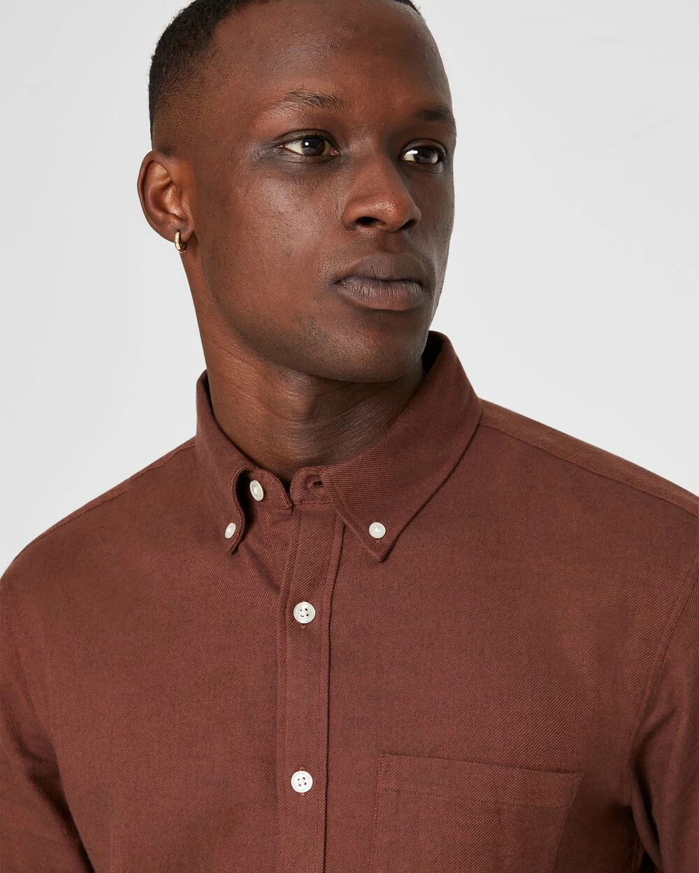 Top 10 ๐ Club Monaco Men Long Sleeve Texture Flannel ๐ Shirt Bitter Chocolate ๐คฉ - Image 3