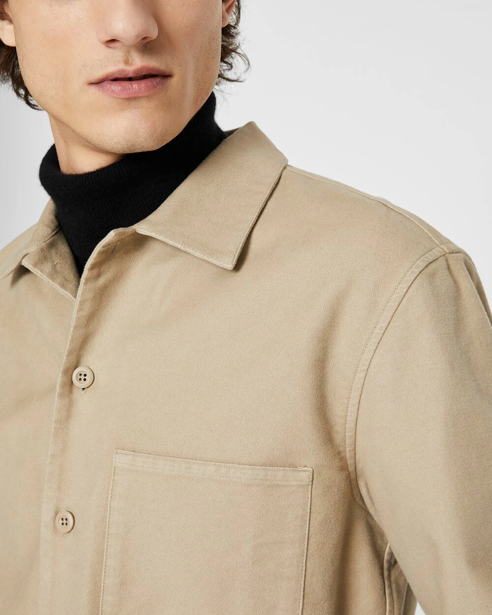 Budget โ Club Monaco Men Long Sleeve Moleskin ๐ Shirt Jacket Black ๐ - Image 3