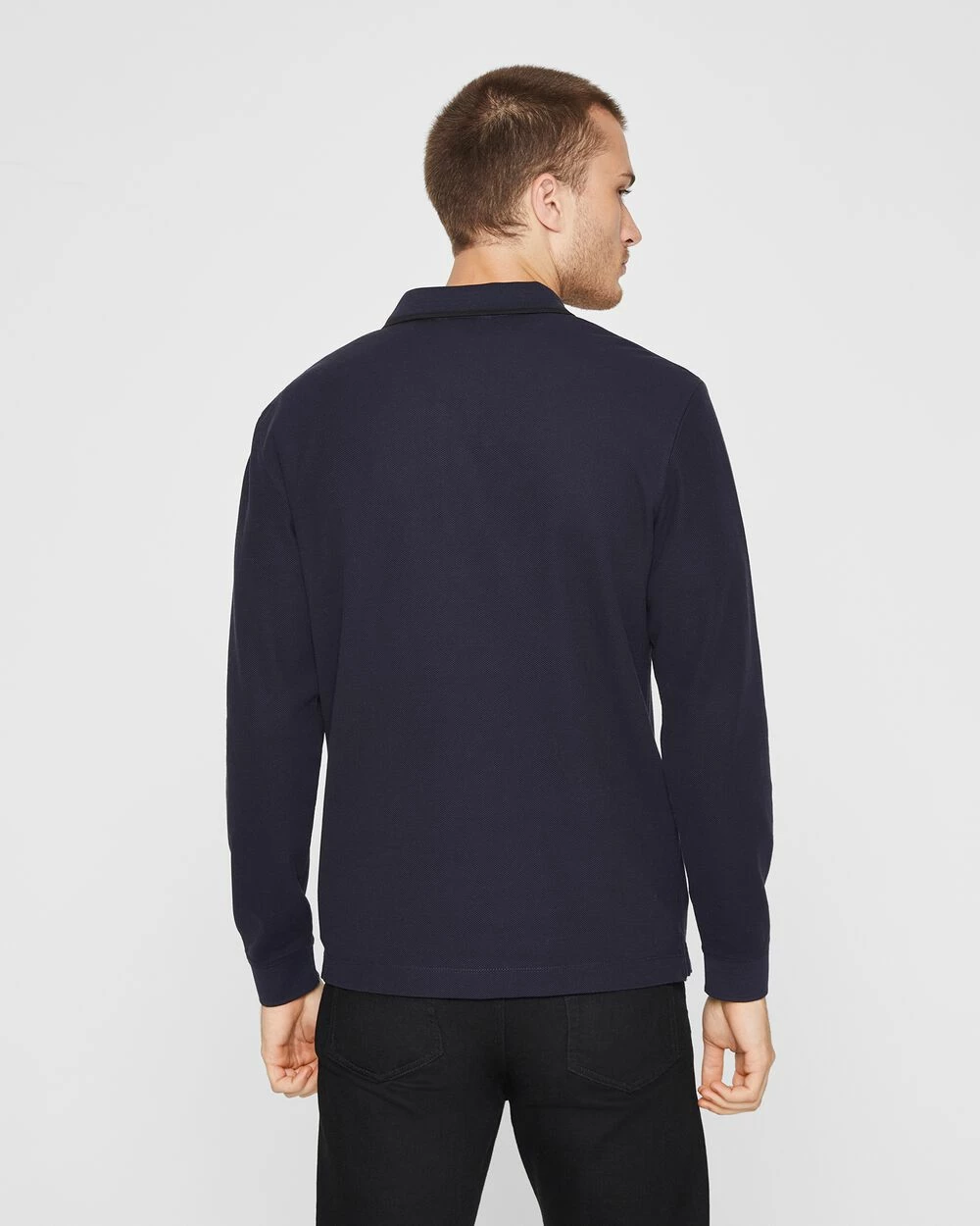 Best Pirce โญ Club Monaco Men Long Sleeve Tipped Polo Outer Space Navy ๐ - Image 2