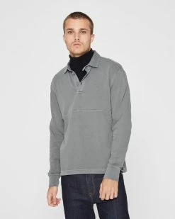 Buy 💯 Club Monaco Men Washed Rugby 👕 Shirt Mid Grey 🥰