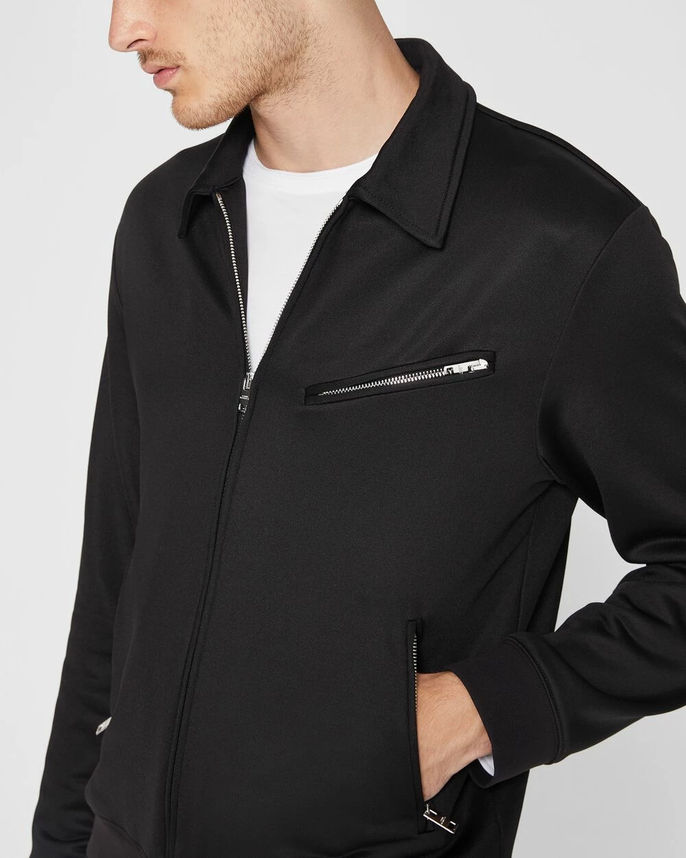 Hot Sale 🎉 Club Monaco Men Tech Terry Jacket Caviar 🔔 - Image 3