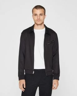Hot Sale 🎉 Club Monaco Men Tech Terry Jacket Caviar 🔔