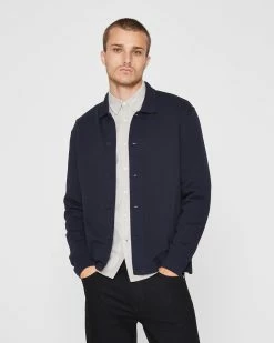 Top 10 👍 Club Monaco Men Terry 👚 Shirt Jacket Navy 🤩
