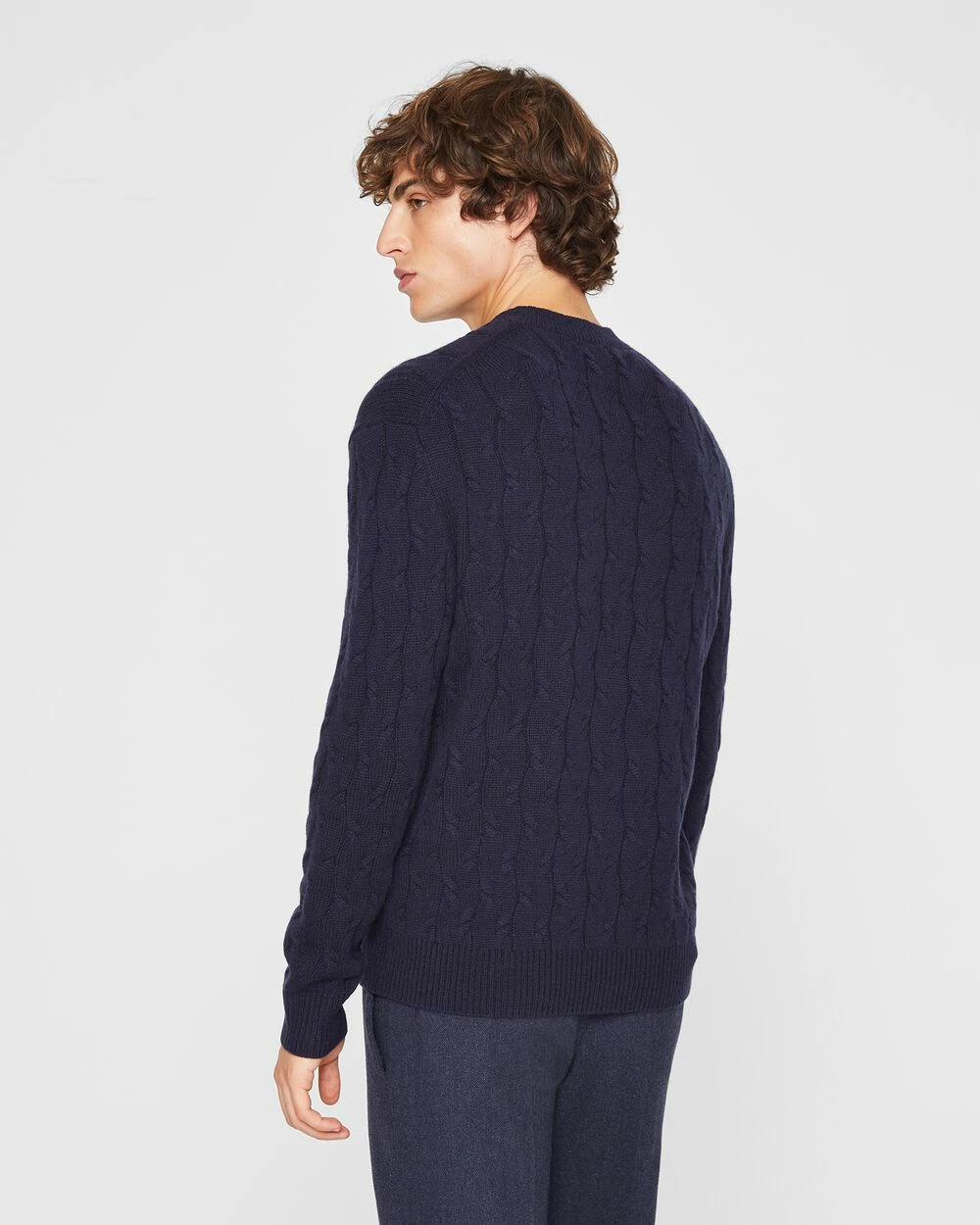 Cheapest 👍 Club Monaco Men Cashmere Cable Crewneck Sweater Navy 😀 - Image 2