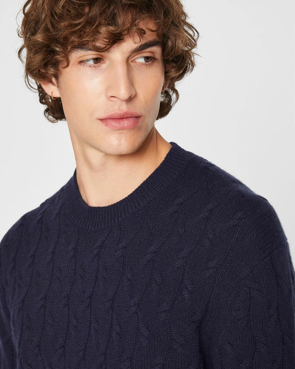 Cheapest 👍 Club Monaco Men Cashmere Cable Crewneck Sweater Navy 😀 - Image 3