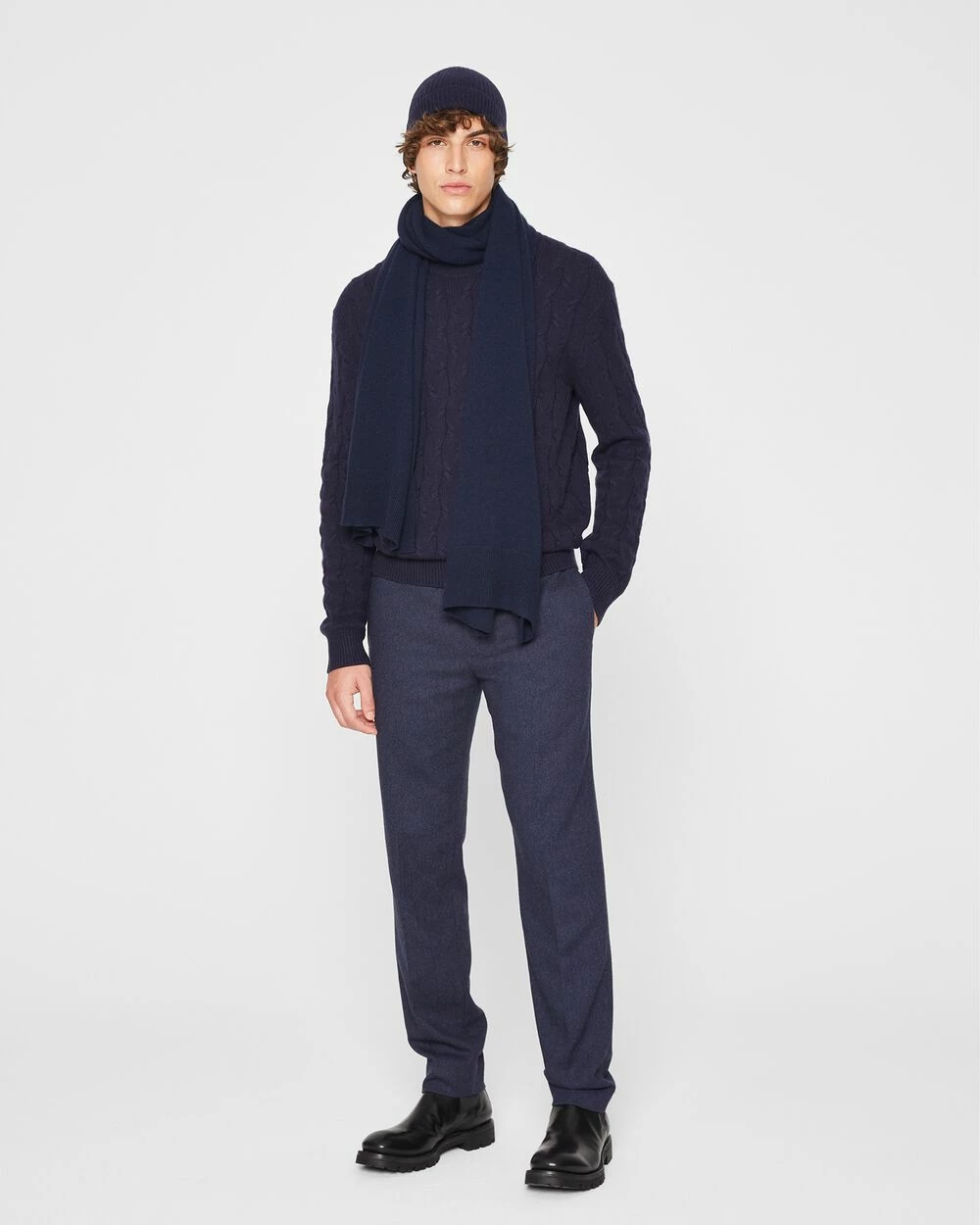 Cheapest 👍 Club Monaco Men Cashmere Cable Crewneck Sweater Navy 😀 - Image 4