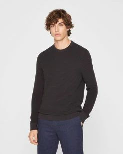 Deals 🎉 Club Monaco Men Ottoman Crewneck Sweater Black ❤️