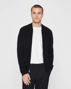 Buy 🎁 Club Monaco Men Cashmere Full Zip Sweater Black 🔥