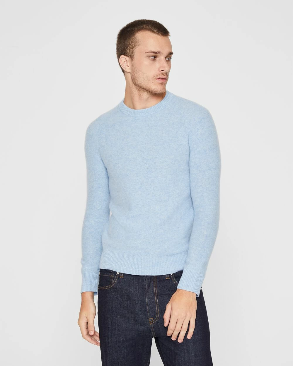 Buy π Club Monaco Men Boiled Cashmere Crewneck Sweater Lt Blue Heather π
