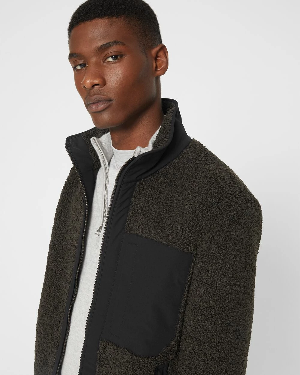 Budget ๐ Club Monaco Men Sherpa Jacket Dark Grey ๐ - Image 3