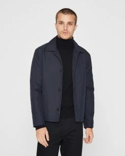 Budget 🤩 Club Monaco Men Quilted 👚 Shirt Jacket Navy ✨