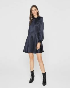 Best deal ✔️ Club Monaco 👩 Women Charmeuse Twist Neck Mini 👗 Dress Black Multi 🤩