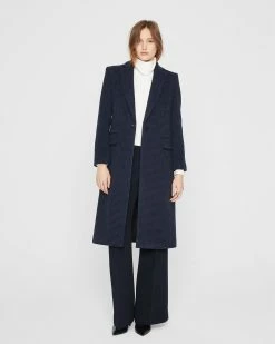 Cheapest 👍 Club Monaco 👩 Women Slim Tailored 🧥 Coat Black And White ⌛