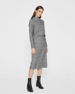 Best Pirce 🎉 Club Monaco 👩 Women Knit Pencil 👗 Skirt Charcoal Multi 😍