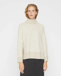 Brand new 🛒 Club Monaco 👩 Women Diamond Cable Turtleneck Oat Heather 😉