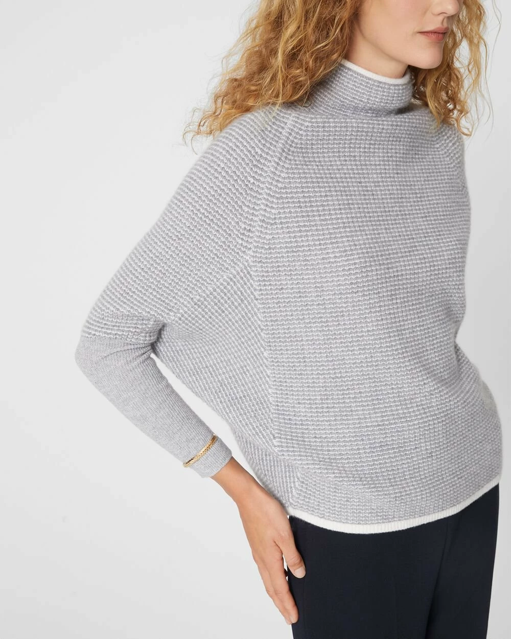 Best deal 😍 Club Monaco 👩 Women Stripe Emma Cashmere Sweater Grey Multi 😍 - Image 3