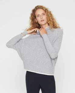 Best deal 😍 Club Monaco 👩 Women Stripe Emma Cashmere Sweater Grey Multi 😍