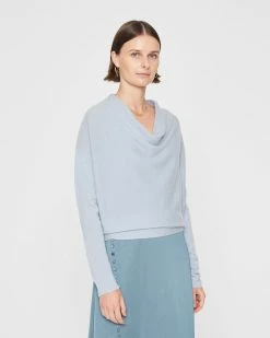 Cheap 🛒 Club Monaco 👩 Women Cowl Neck Cashmere Sweater Ocean Blue 👍
