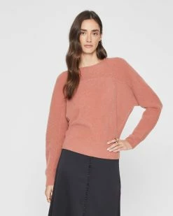 Best deal ๐คฉ Club Monaco ๐ฉ Women Boiled Cashmere Mixed Stitch Sweater Sienna ๐