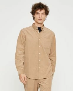 Hot Sale ❤️ Club Monaco Men Long Sleeve Corduroy 👕 Shirt Cloud Blue 🔥