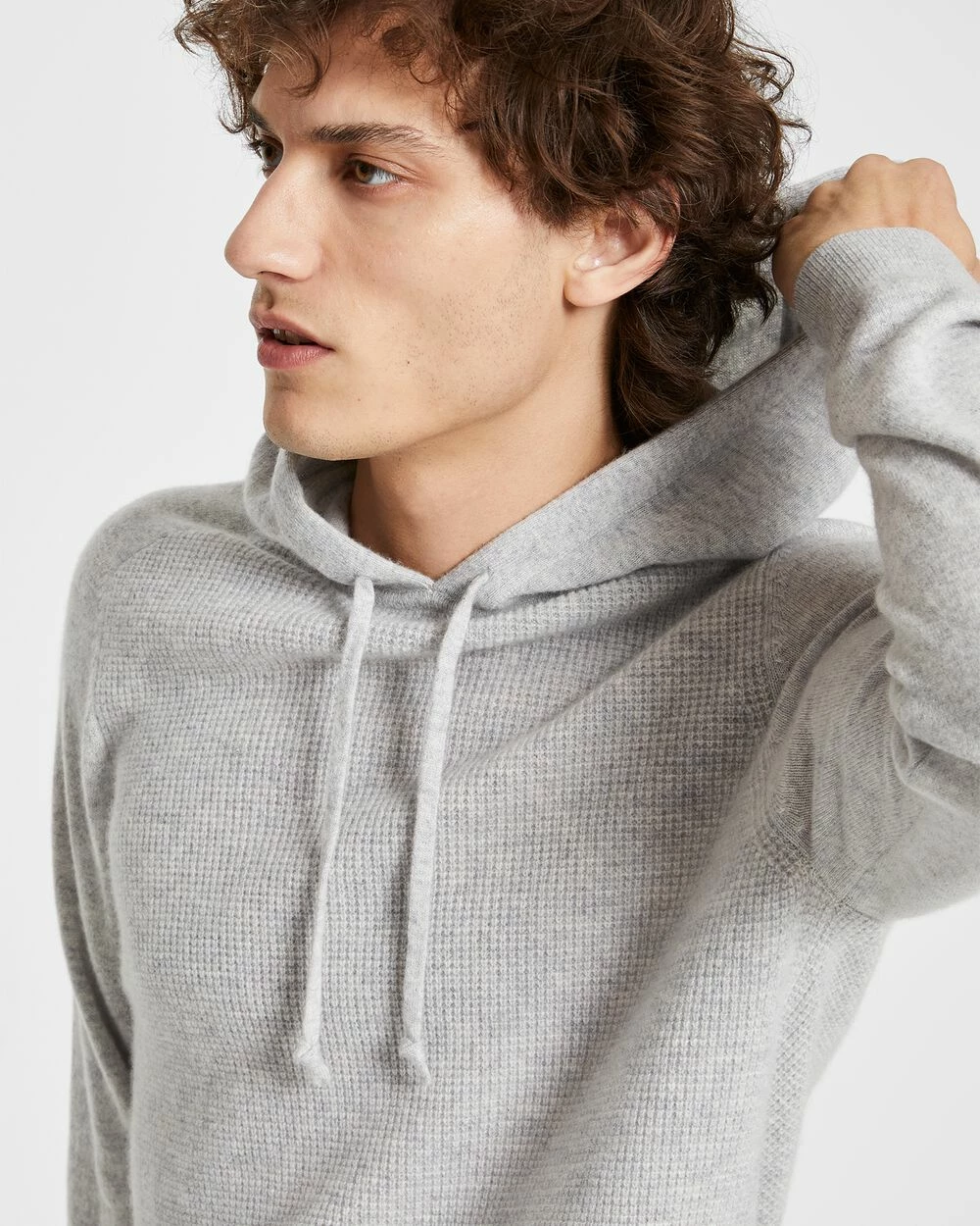 Best deal ⭐ Club Monaco Men Textured Cashmere Hoodie Light Heather Grey 🎁 - Image 3