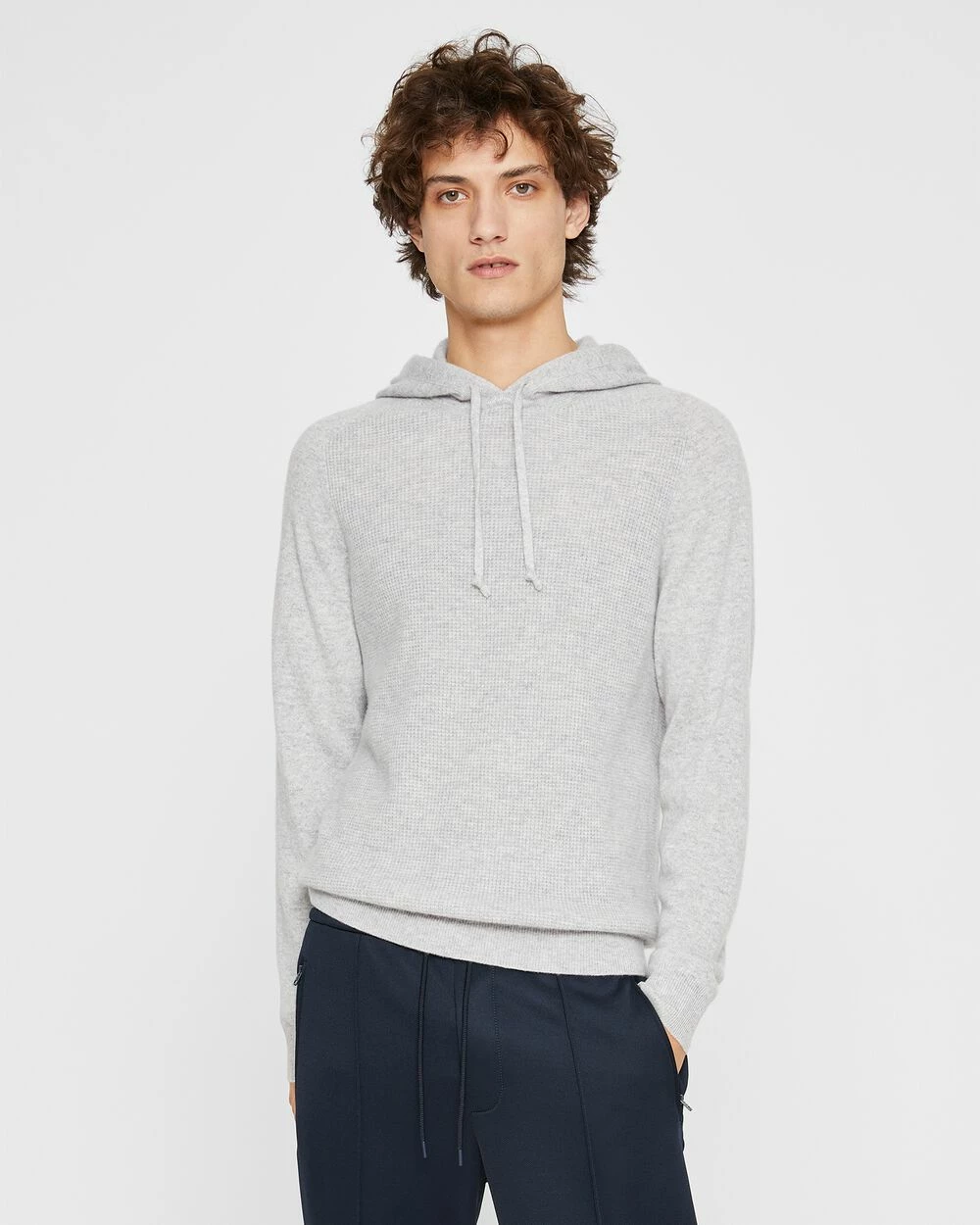Best deal ⭐ Club Monaco Men Textured Cashmere Hoodie Light Heather Grey 🎁