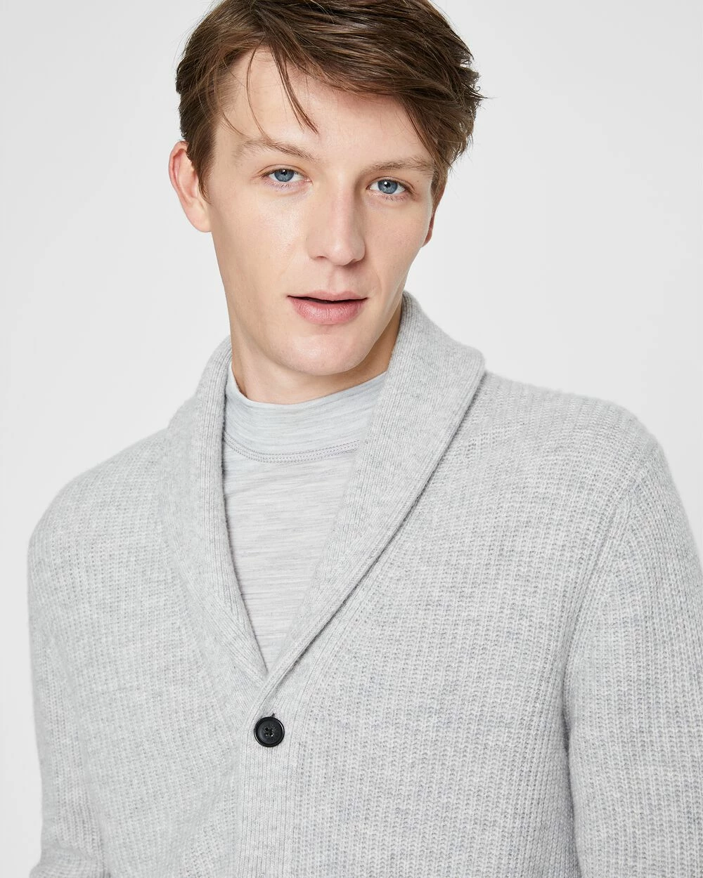 New 😀 Club Monaco Men Wool-Cashmere Shawl Cardigan Light Heather Grey 🤩 - Image 3