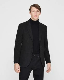 Coupon 👍 Club Monaco Men Plaid City Blazer Black Plaid 😀