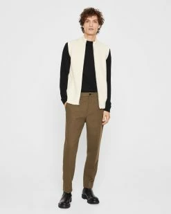 Best Pirce ⭐ Club Monaco Men Tapered 👗 Dress Trousers Dark Taupe 😍