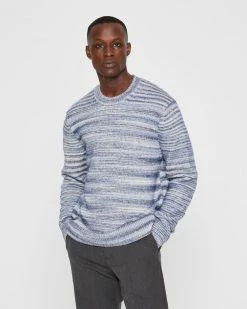 Hot Sale 🥰 Club Monaco Men Space-Dyed Crew Sweater Blue Multi 👏