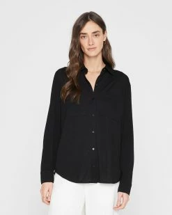 Budget 🎉 Club Monaco 👩 Women Refined Utility 👚 Shirt Black ⌛