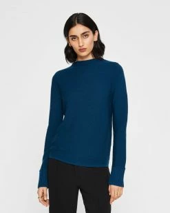 Flash Sale 👍 Club Monaco 👩 Women Tommie Merino Wool Sweater Peacock Blue 🛒