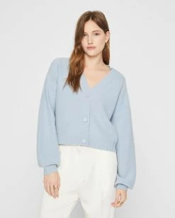 Cheapest 🔥 Club Monaco 👩 Women Boiled Cashmere Cardigan Ocean Blue 👏