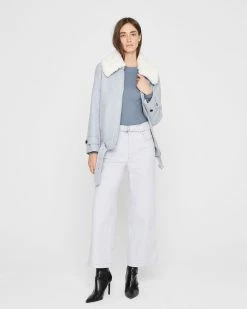 Coupon 🧨 Club Monaco 👩 Women Contrast Stitch Utility Pants Grey Dawn 🎉