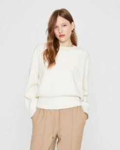 Cheapest ❤️ Club Monaco 👩 Women Signature Scallop Neck Sweater Egret 🌟